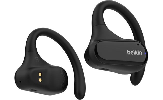 Belkin SoundForm ClearFit Open-Ear Wireless Earbuds, Lightweight Sport Earphones, Bluetooth Earbuds w/Long-Lasting Comfort, IPX5 Waterproof Earbuds for iPhone, Hiking, Biking, Running, & More - Black